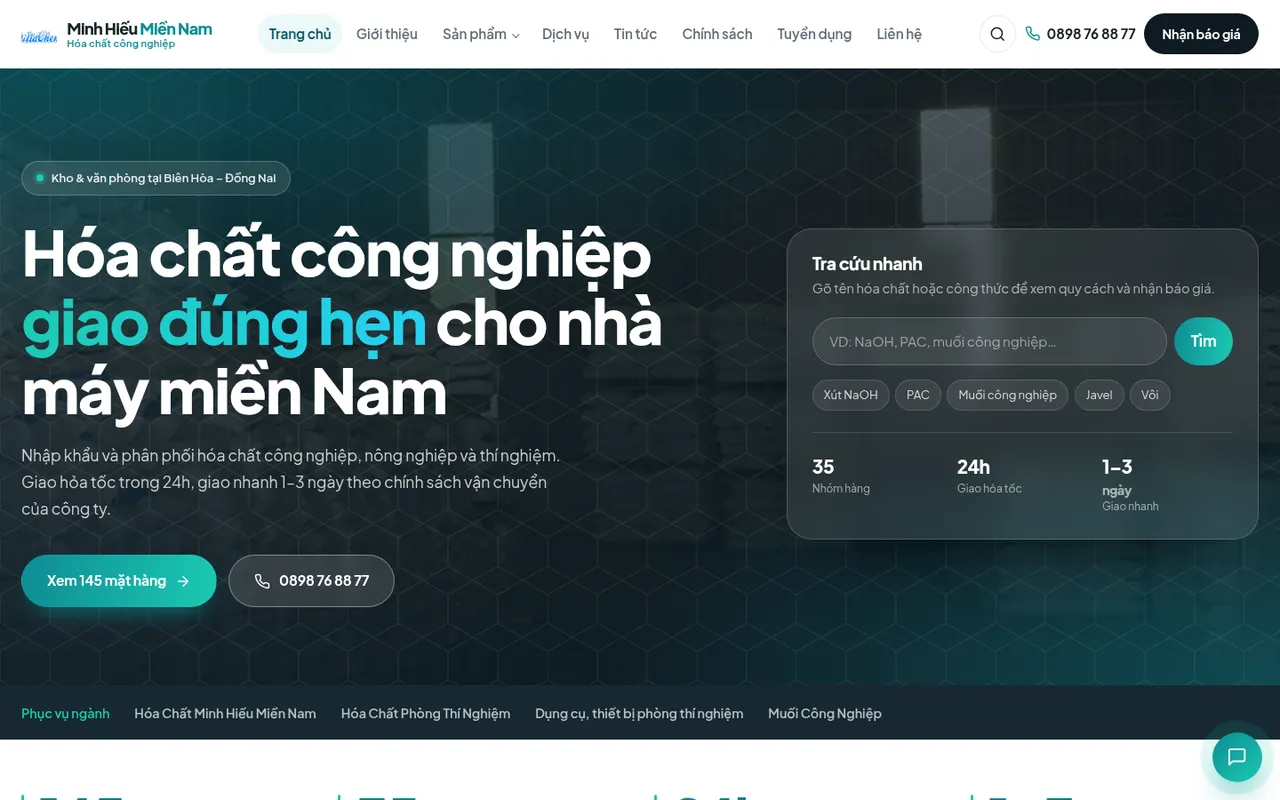Ảnh chụp Hoá chất Minh Hiếu (WordPress)